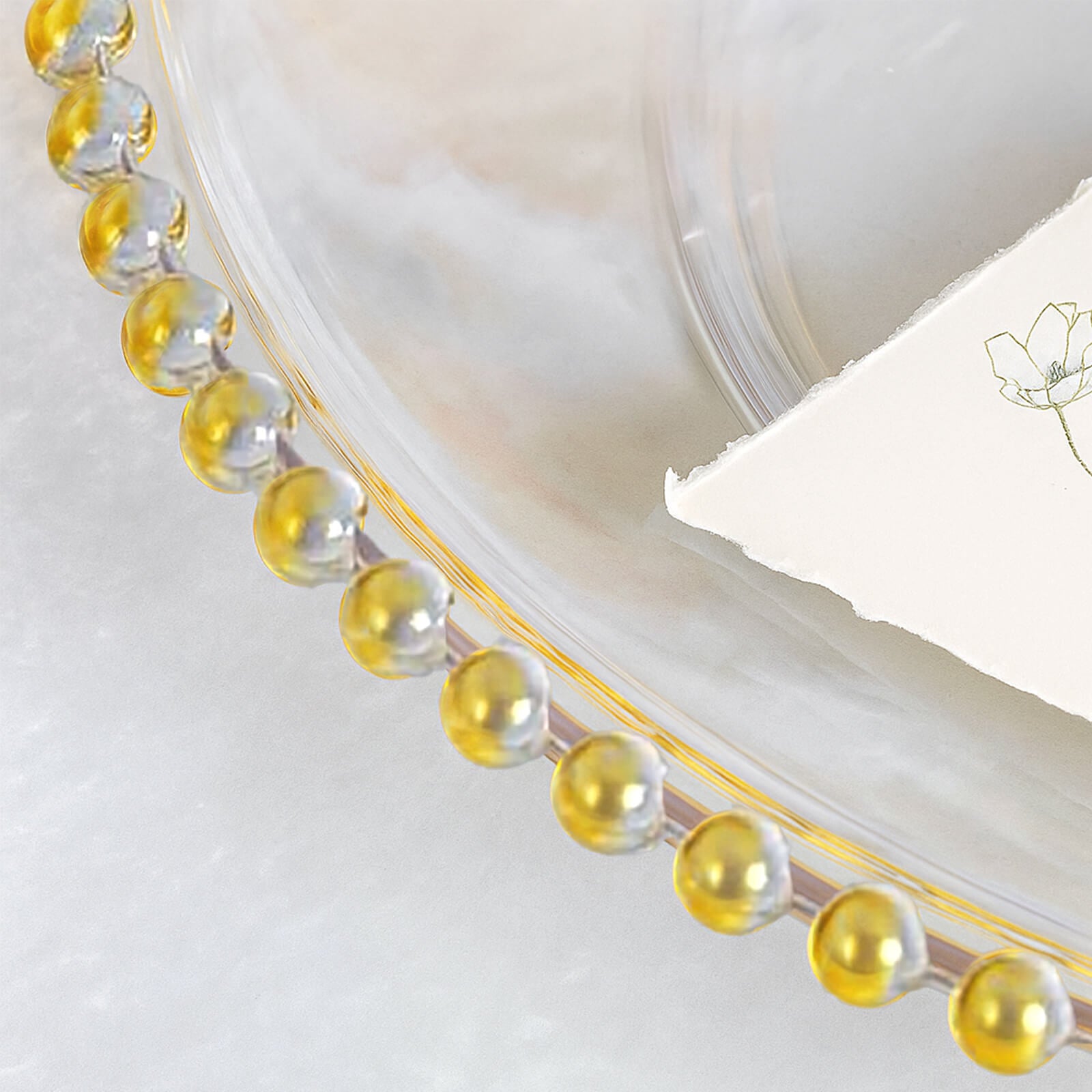 6-Pack Acrylic Charger Plates 13" Round Clear with Gold Beaded Rim - Decorative Dinner Party Serving Plates - Image 7