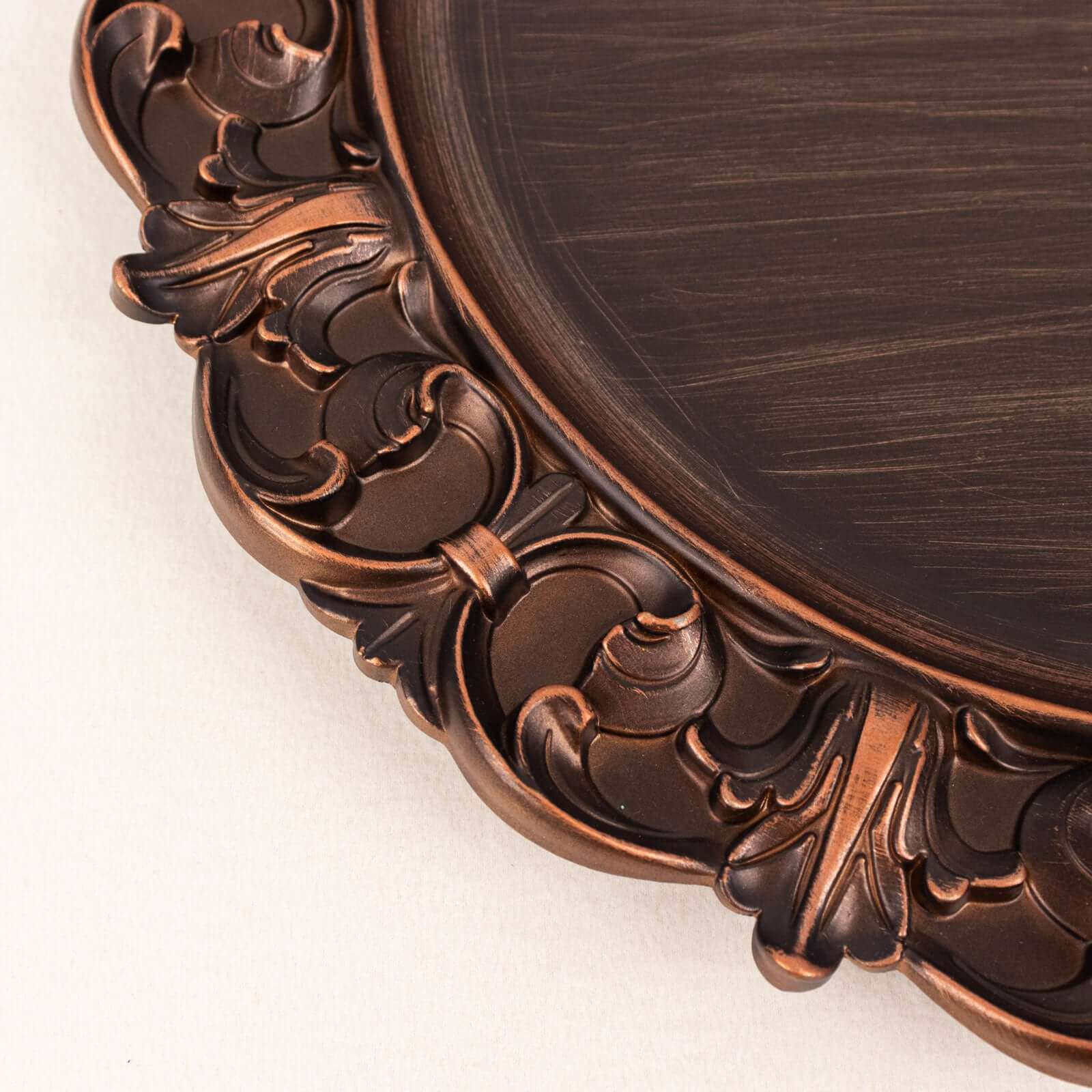 6-Pack Acrylic Charger Plates 13" Round Dark Brown with Aristocrat Retro Baroque Rim - Ornate Plastic Decorative Chargers - Image 7