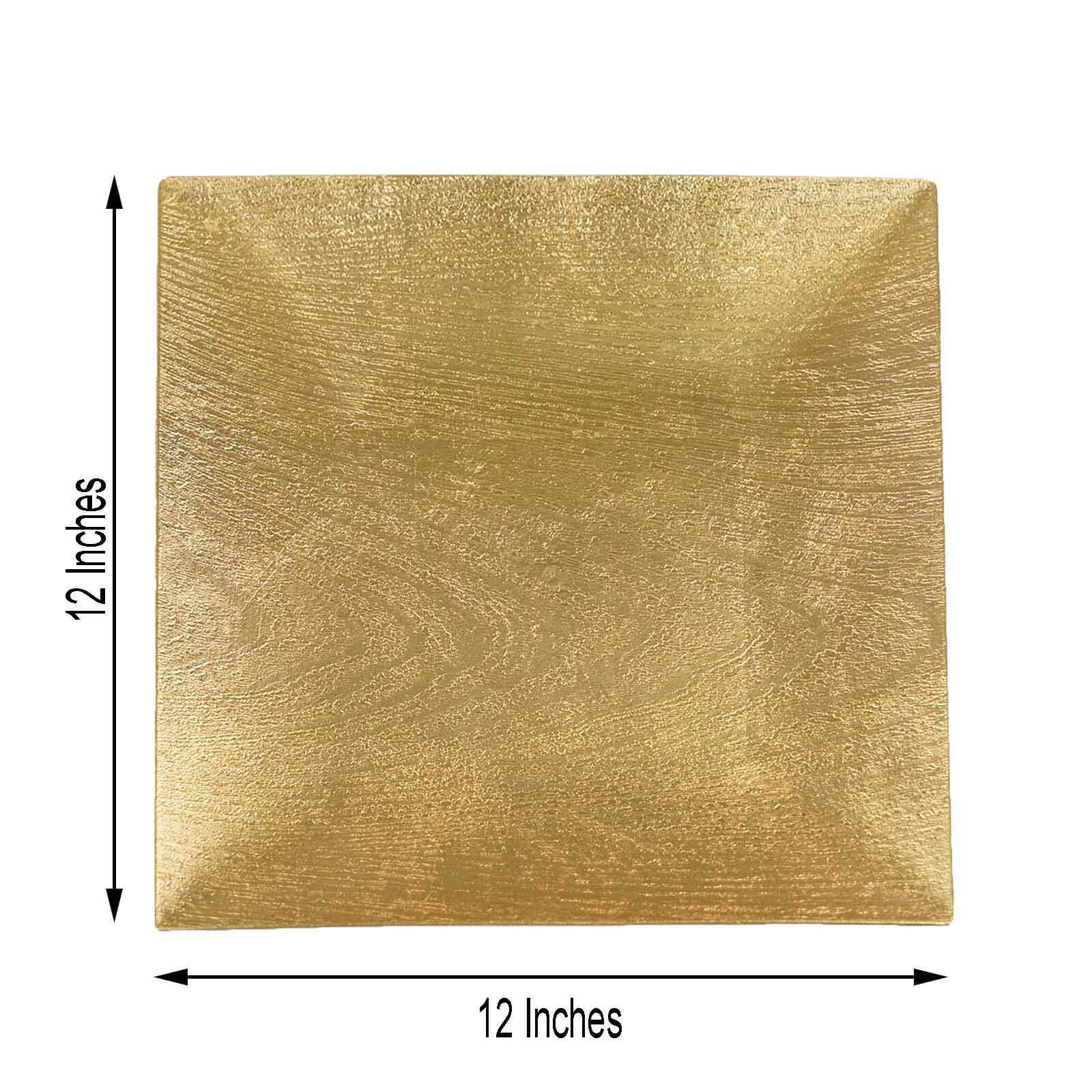 6-Pack Acrylic Charger Plates 12" Square Gold with Embossed Wood Grain - Boho Chic Dinner Party Decor Charger Tableware - Image 3